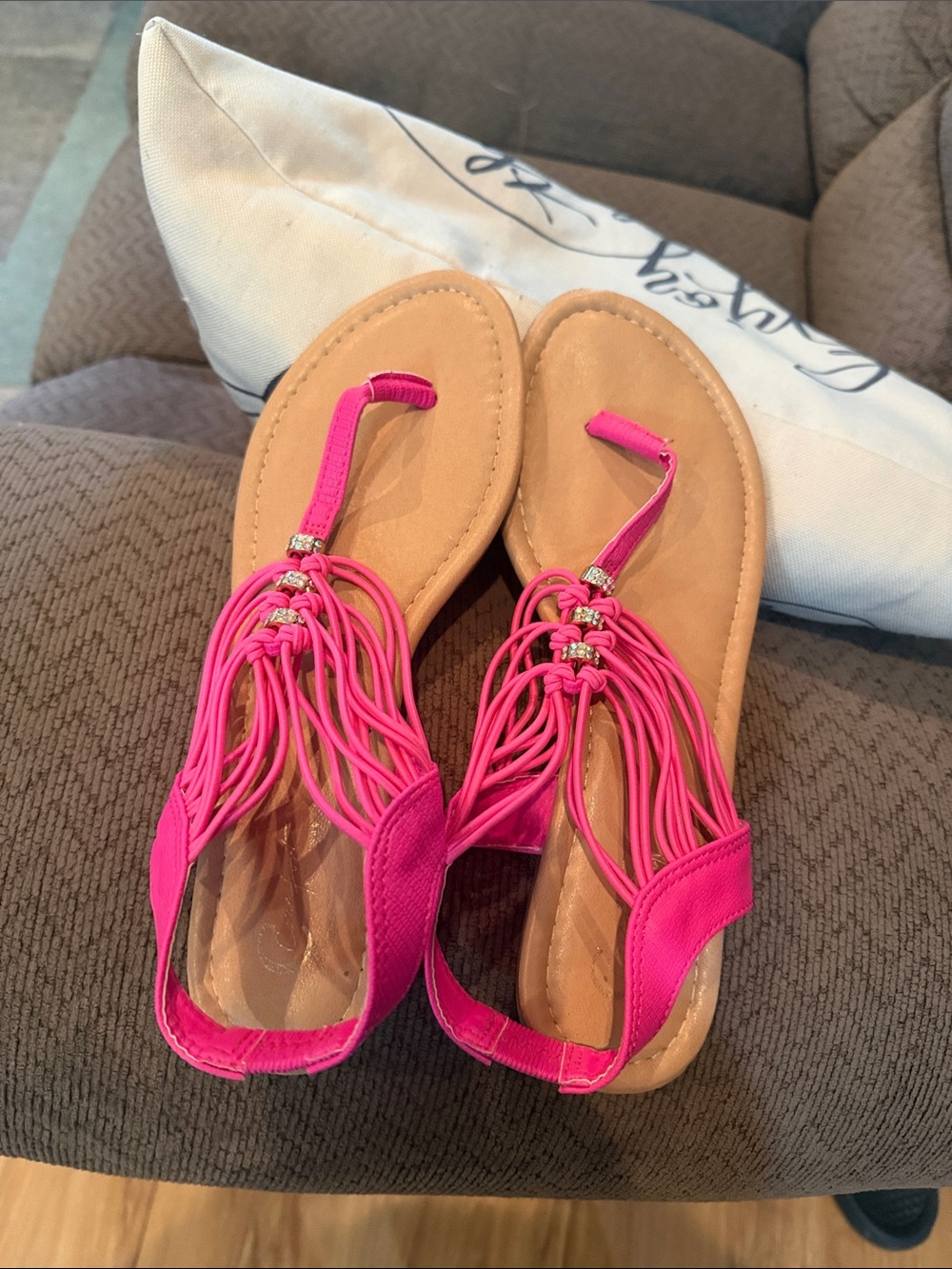 Cato Hot Pink Tassel Thong Sandals
